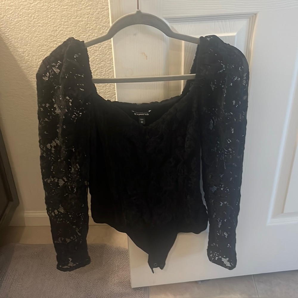 Express Long Sleeve Lace Arm Bodysuit